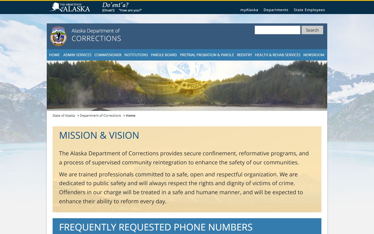 Alaska Department of Corrections arrest records
